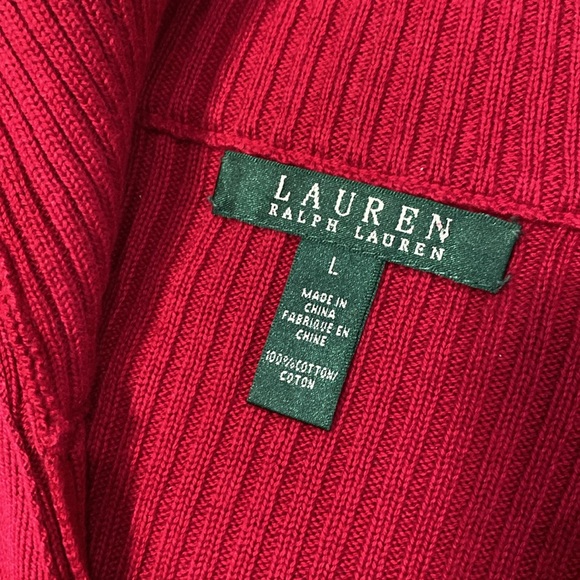 Lauren Ralph Lauren mock neck long sleeve 100% cotton sweater red size large - Picture 5 of 11